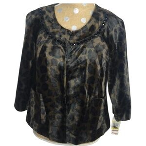 INC International Concepts Size Medium Leopard Faux Fur Shell Crop Jacket. New